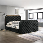 ACME Kana Black Upholstery Velvet Eastern King Bed with LED Fireplace & TV Cabinet Model BD03121EK