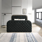 ACME Kana Black Upholstery Velvet Eastern King Bed with LED Fireplace & TV Cabinet Model BD03121EK
