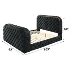 ACME Kana Black Upholstery Velvet Eastern King Bed with LED Fireplace & TV Cabinet Model BD03121EK