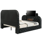 ACME Kana Black Upholstery Velvet Queen Bed with LED Fireplace & TV Cabinet Model BD03122Q