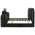 ACME Kana Black Upholstery Velvet Queen Bed with LED Fireplace & TV Cabinet Model BD03122Q