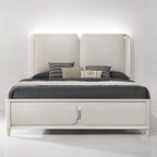 ACME Laveda Light Gray Boucle & Pearl White Eastern King Bed with LED Model BD03791EK