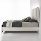 ACME Laveda Light Gray Boucle & Pearl White Eastern King Bed with LED Model BD03791EK