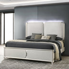 ACME Laveda Light Gray Boucle & Pearl White Queen Bed with LED Model BD03792Q