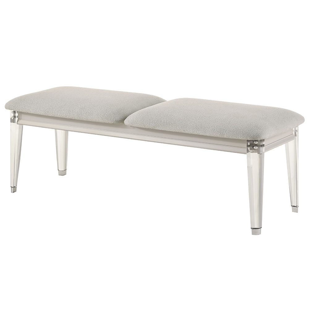 ACME Laveda Light Gray Boucle & Pearl White Bench Model BD03797