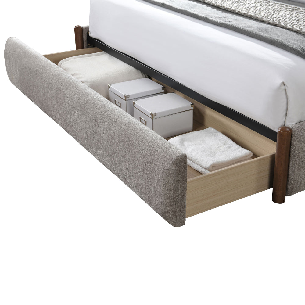 ACME Ollya Gray Linen Full Bed with Storage Model BD04590F