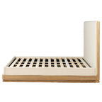 Lit ACME Zoey Beige en tissu et chêne, modèle BD04851EK