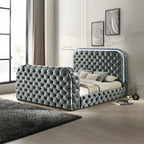 ACME Kana Gray Upholstery Velvet Queen Bed with LED Fireplace & TV Stand Model BD05072Q