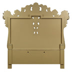 ACME Desiderius Beige Fabric Antique Gold & Hand Paint Brown Eastern King Bed Model BD20001EK