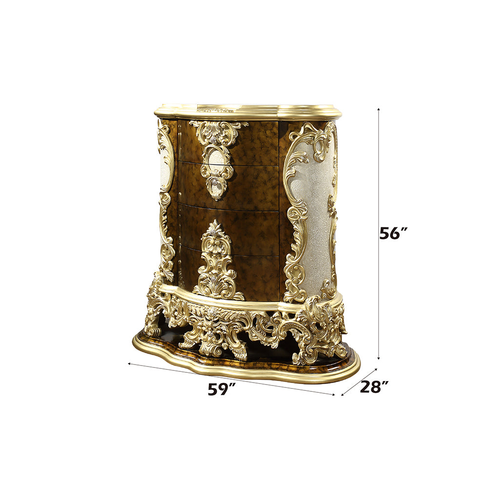 ACME Desiderius Antique Gold & Hand Paint Brown Chest Model BD20006