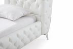 Lit Eastern King Modrest Legend moderne en cuir reconstitué blanc, modèle VGVCBD8111-WHT-EK