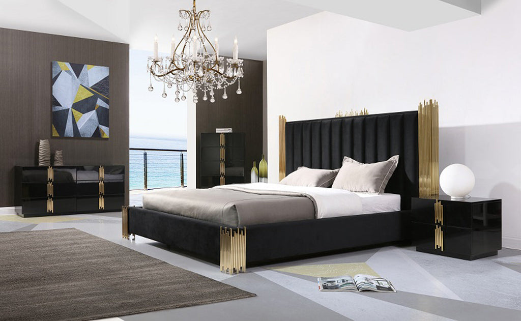 Modrest Token Modern Black & Gold Bedroom Set Model VGVCBD815-SET