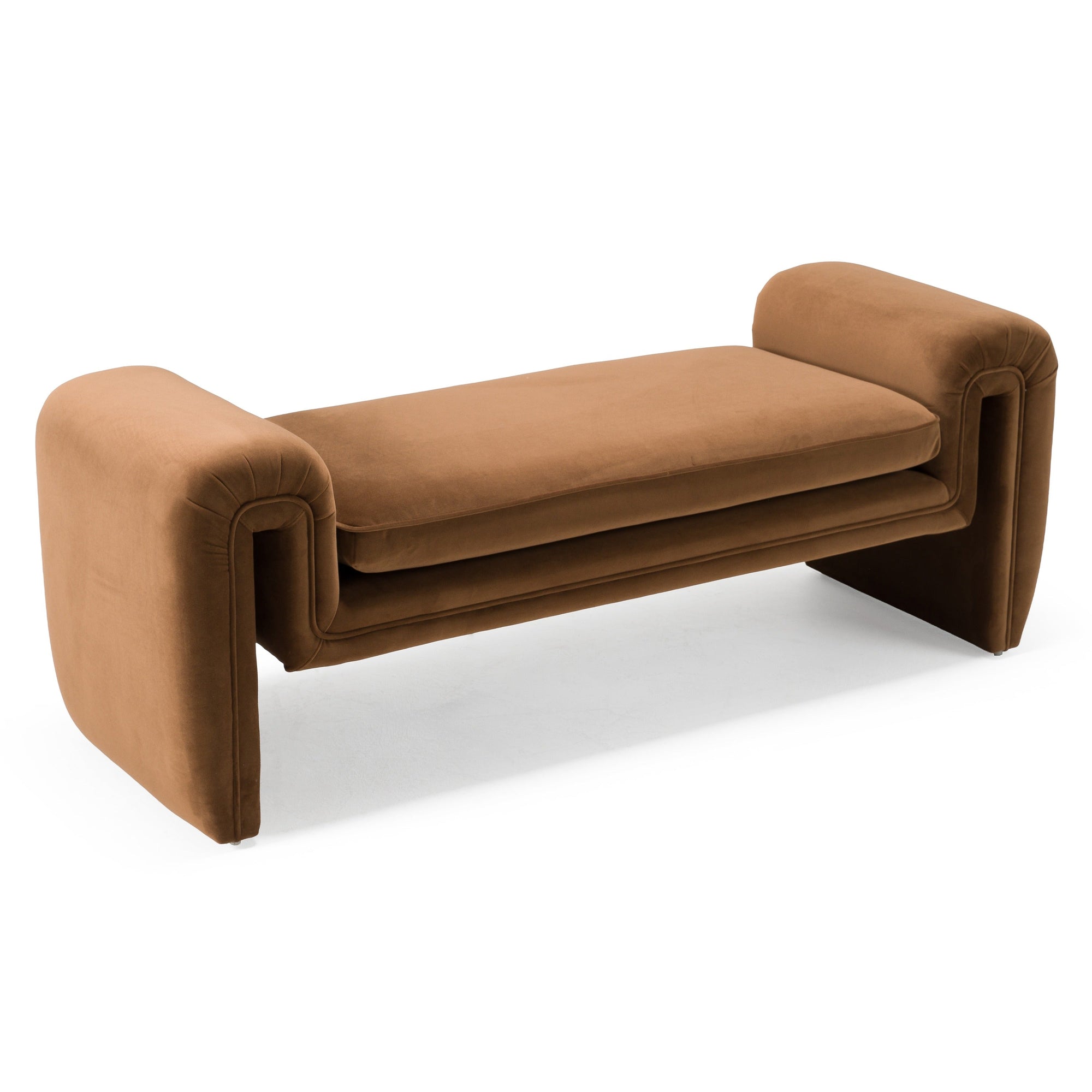 Banc moderne en velours marron Divani Casa Bentley, modèle VGAH-AG146-OT-BRN