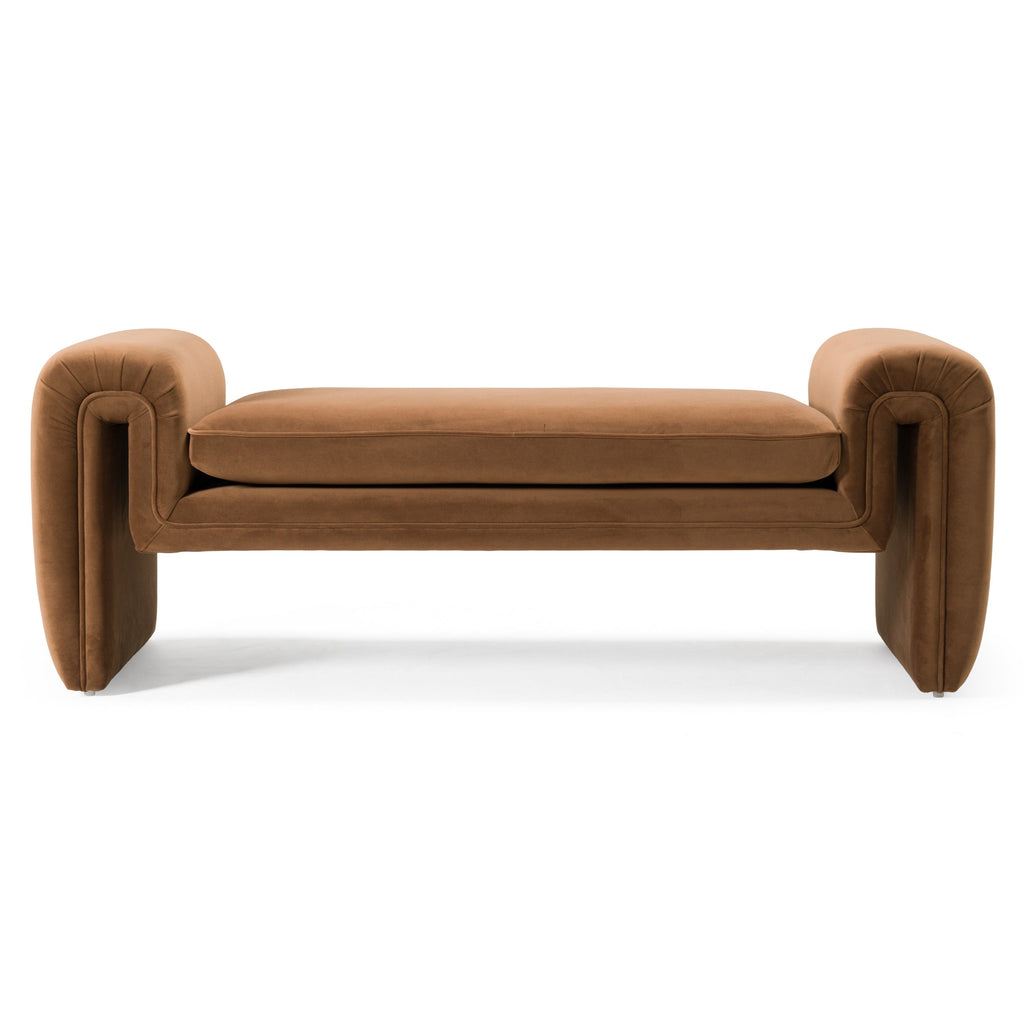 Banc moderne en velours marron Divani Casa Bentley, modèle VGAH-AG146-OT-BRN