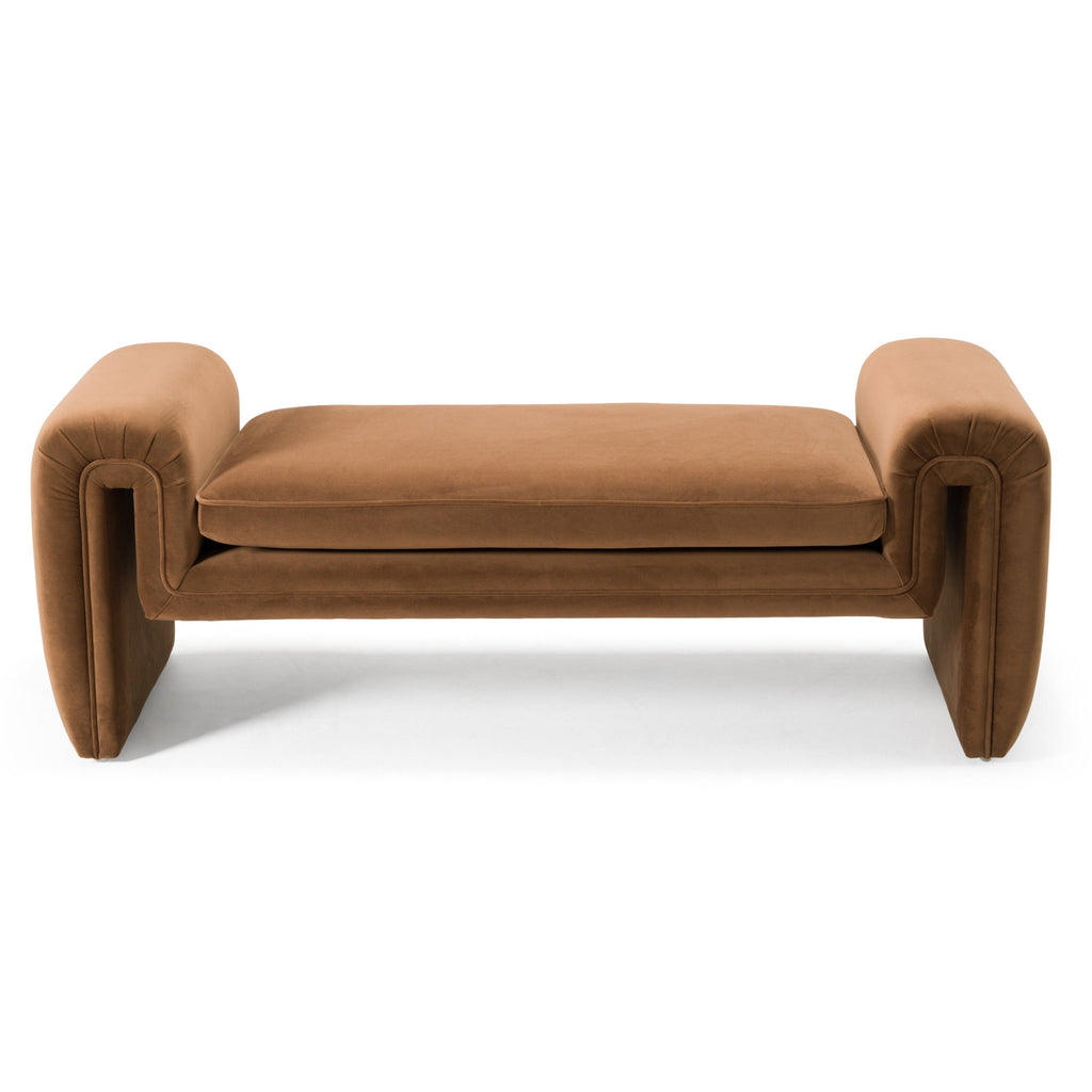 Banc moderne en velours marron Divani Casa Bentley, modèle VGAH-AG146-OT-BRN