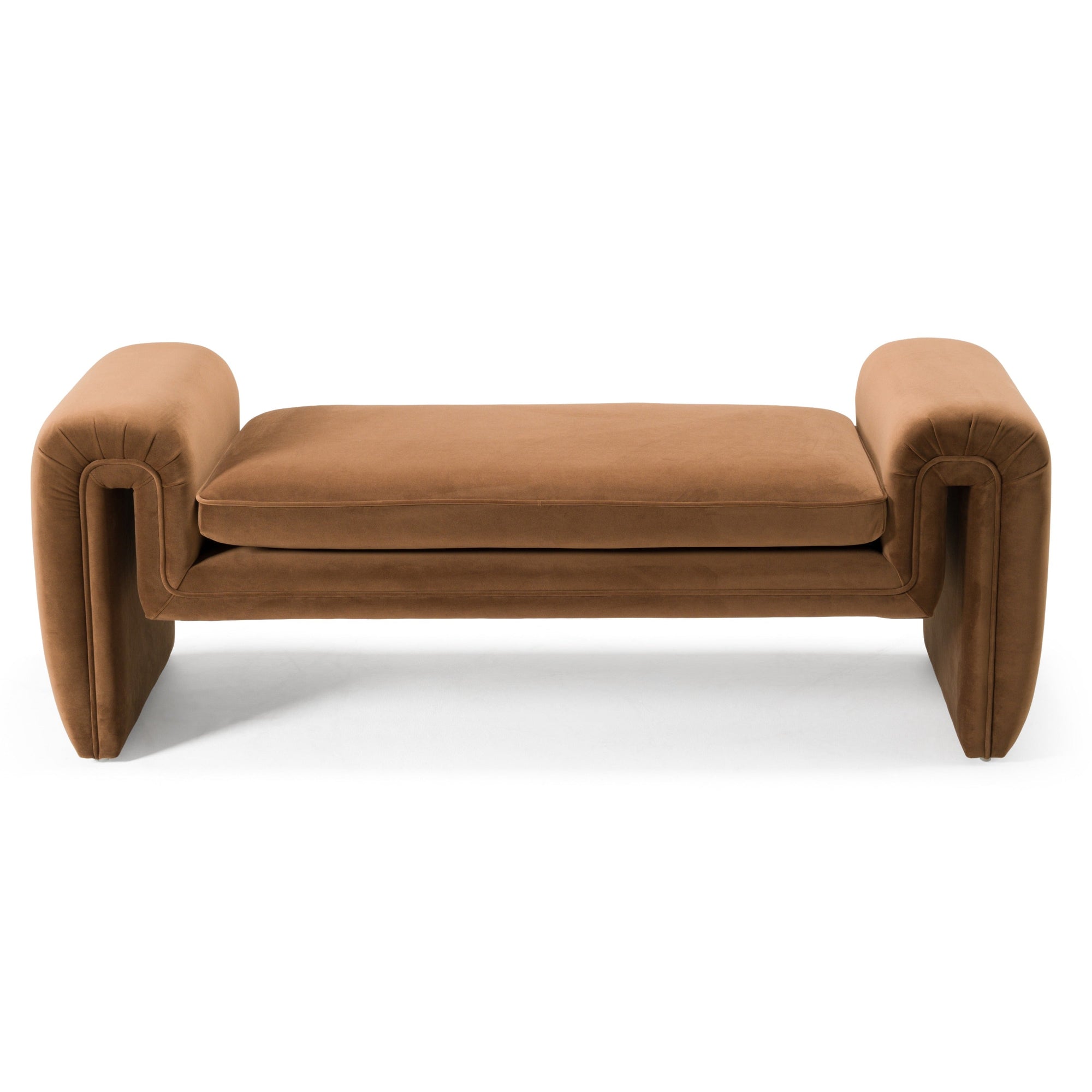 Banc moderne en velours marron Divani Casa Bentley, modèle VGAH-AG146-OT-BRN