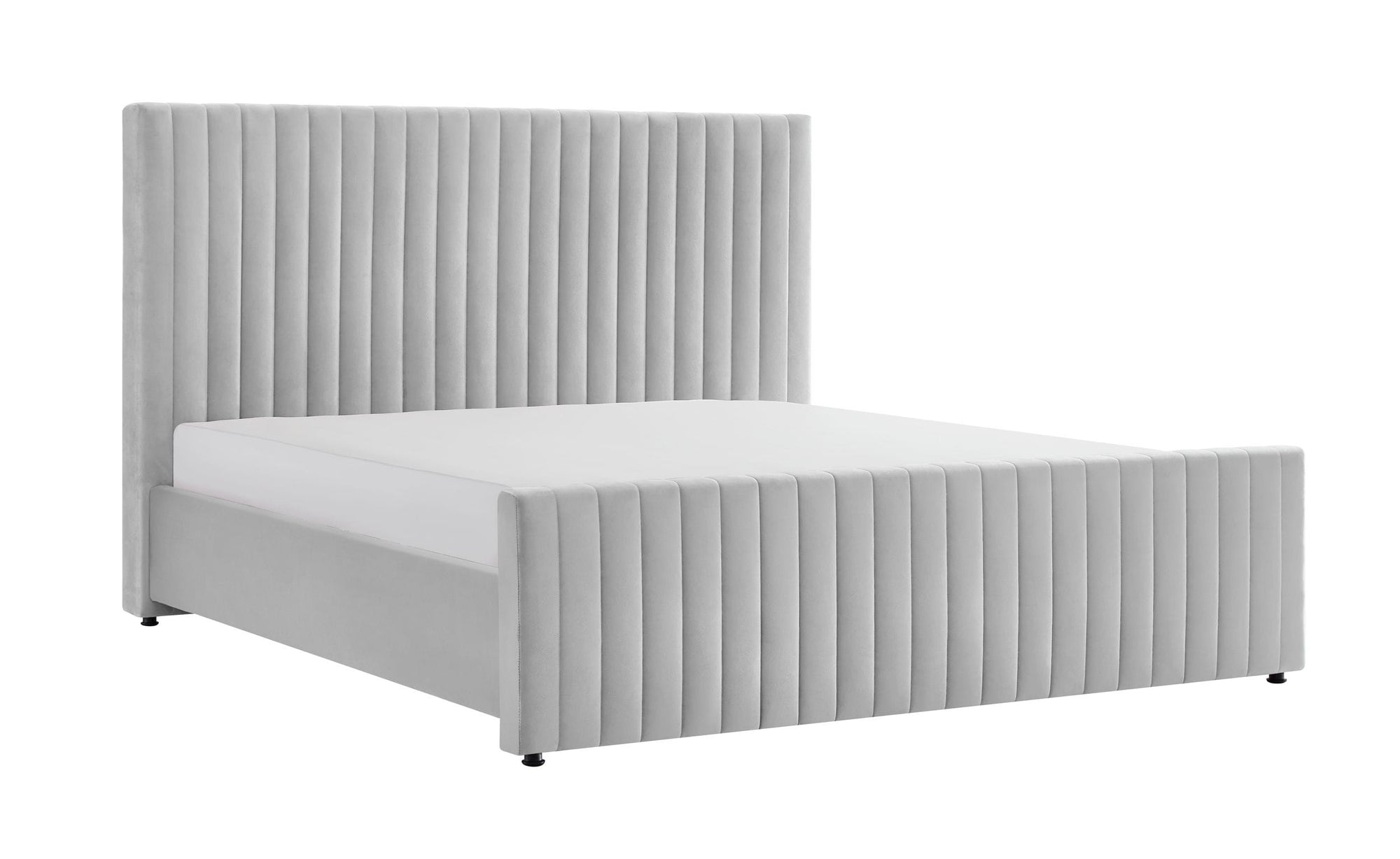 Lit moderne en velours gris Eastern King Modrest Beverly, modèle VGJYJY-653-XGRY-BED-EK