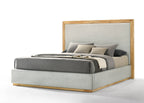 Lit Eastern King Nova Domus Santa Barbara en tissu gris moderne et tissu naturel, modèle VGMABR-152-BED-EK