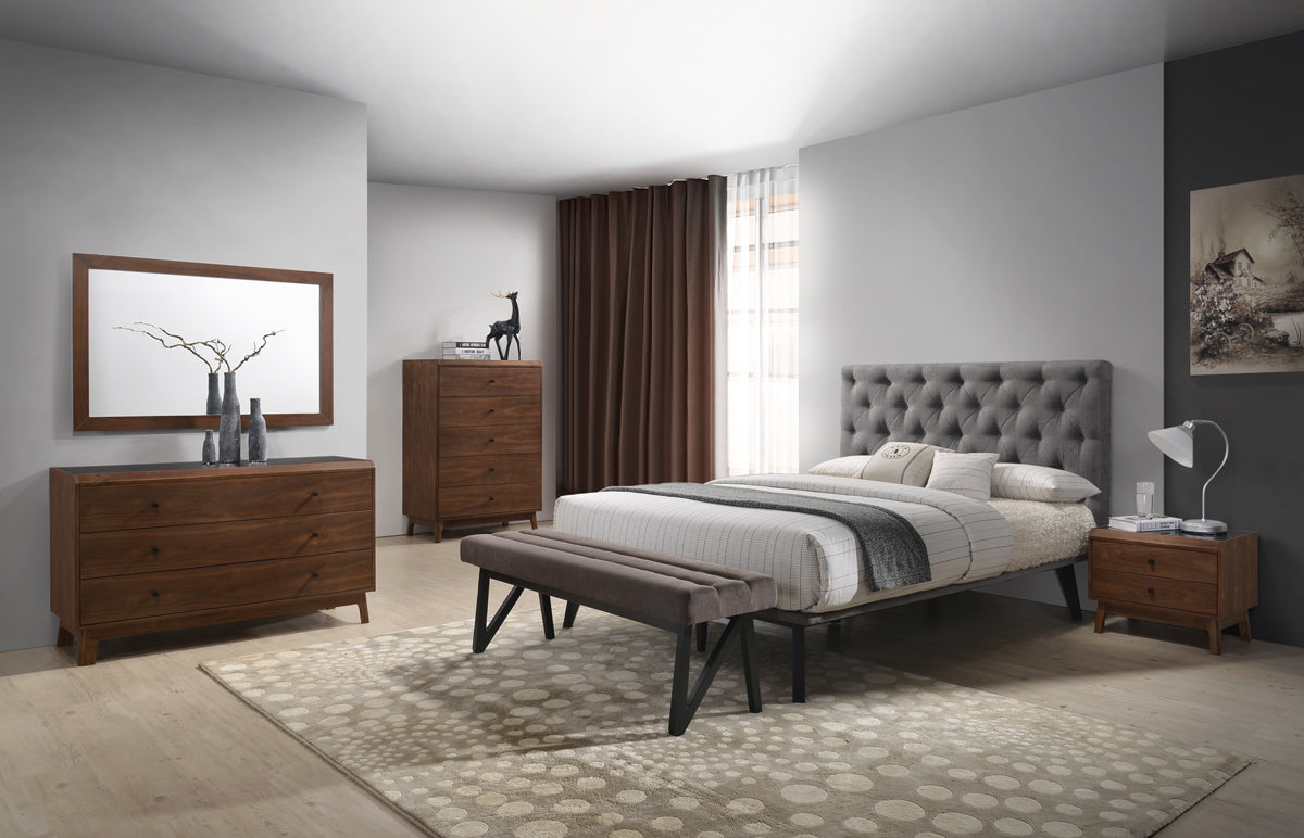California King Modrest Gibson Modern Grey & Walnut Bedroom Set Model VGMABR-54-BR-52-SET-CK