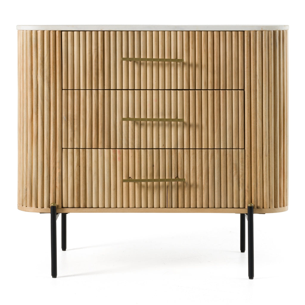 Modrest Cambridge White Marble & Mango 3 Drawer Dresser Model VGED-RID108312