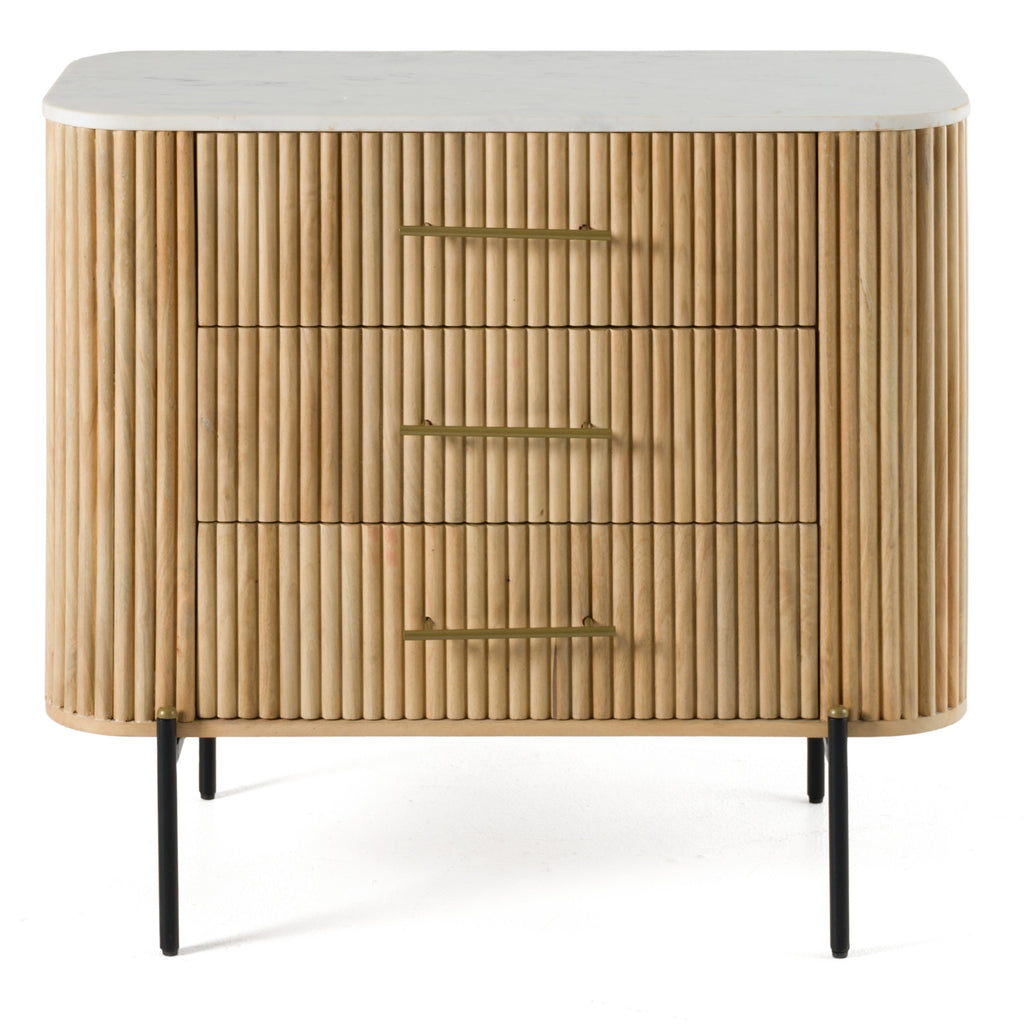 Modrest Cambridge White Marble & Mango 3 Drawer Dresser Model VGED-RID108312