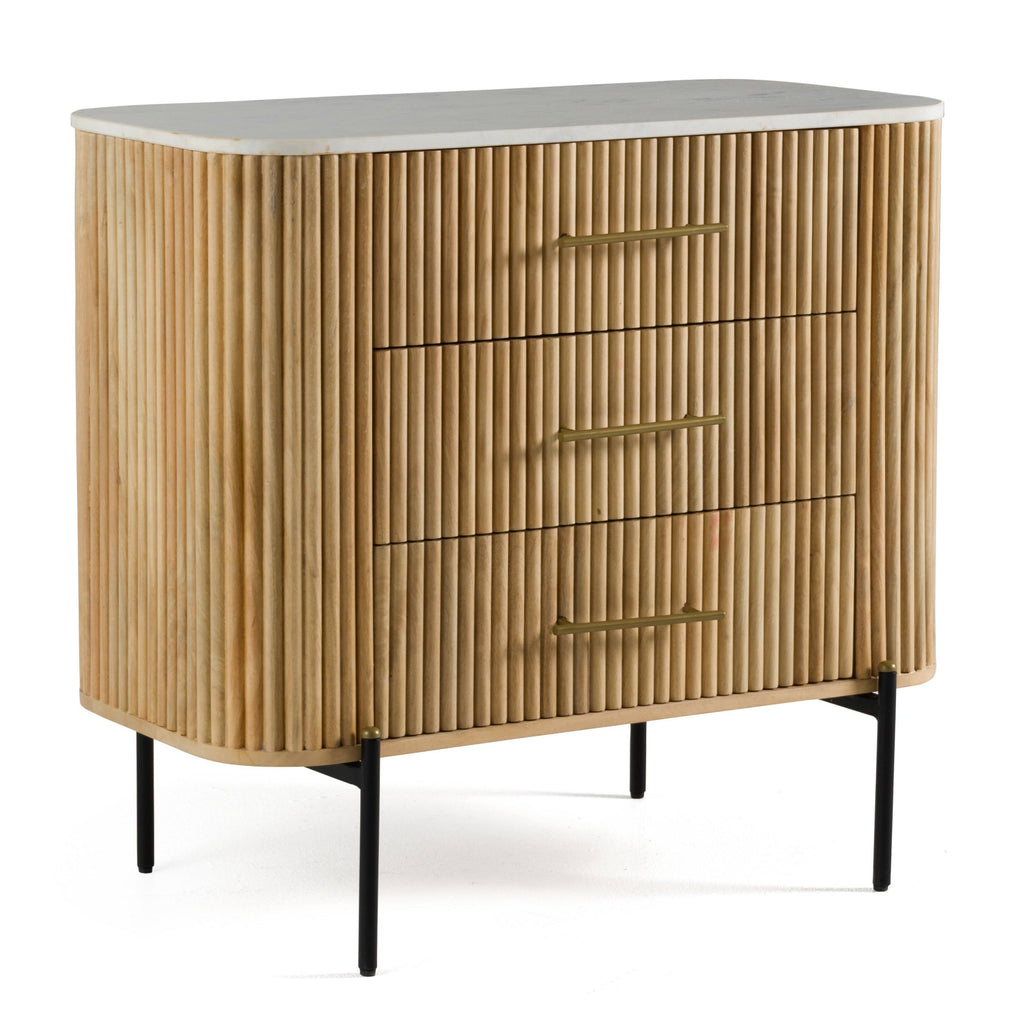 Modrest Cambridge White Marble & Mango 3 Drawer Dresser Model VGED-RID108312