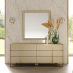 Nova Domus Cartier Modern Beige Shagreen And Brushed Brass Dresser Model VGVC-J-A002-M