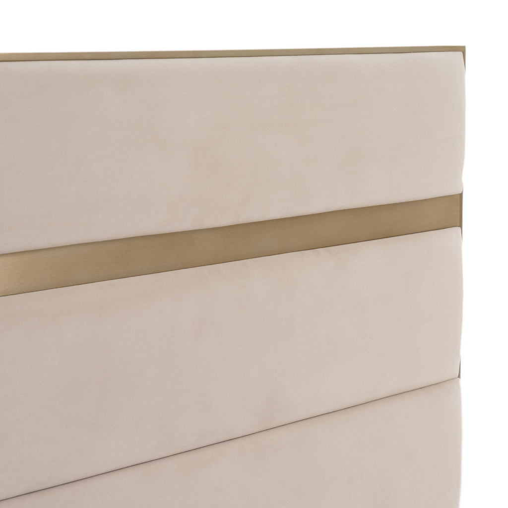 Modrest Cartier Modern Beige Velvet & Brushed Brass 4 Piece Bedroom Set Model VGVCBD-A-002-BGE-BED-4PC-SET