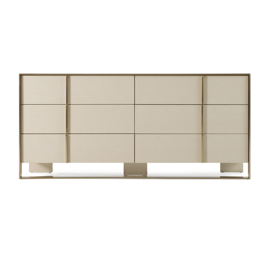 Nova Domus Cartier Modern Beige Shagreen And Brushed Brass Dresser Model VGVC-J-A002-M