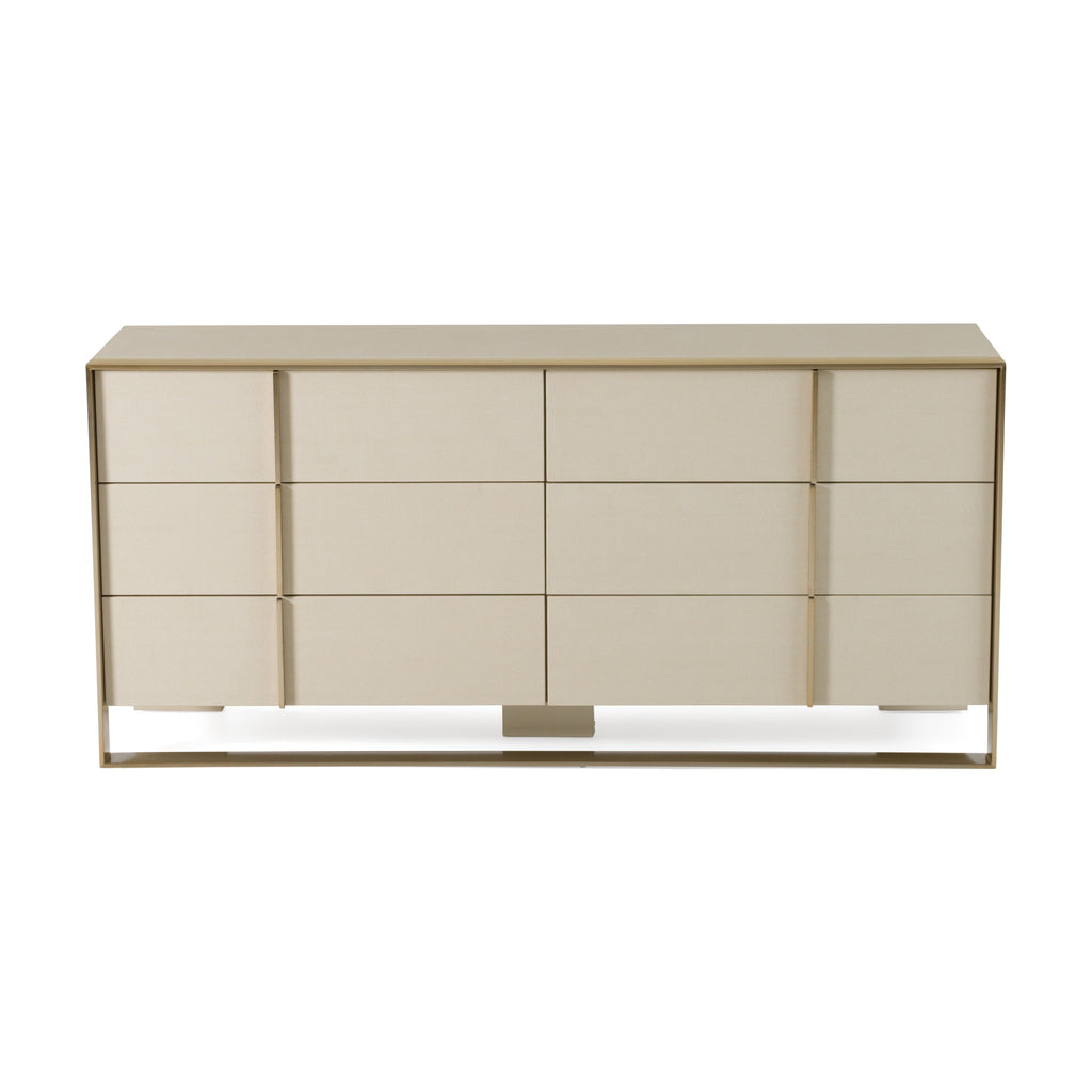 Nova Domus Cartier Modern Beige Shagreen And Brushed Brass Dresser Model VGVC-J-A002-M