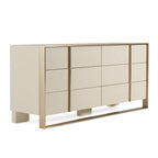 Nova Domus Cartier Modern Beige Shagreen And Brushed Brass Dresser Model VGVC-J-A002-M