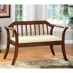 Banc de style cottage Derby en chêne foncé/beige de Furniture of America, modèle CM-BN6681