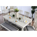 Furniture of America Georgia Antique White/Gray Transitional Bench Model CM3089BN