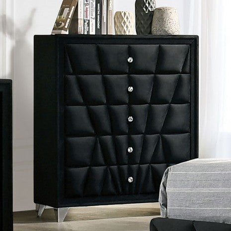 Commode Carissa noire de style transitionnel, modèle CM7164BK-C de Furniture of America