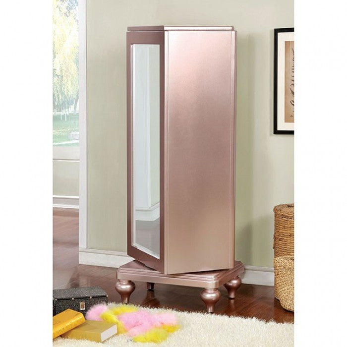 Commode pivotante contemporaine Avior en or rose, modèle CM7170RG-CS de Furniture of America