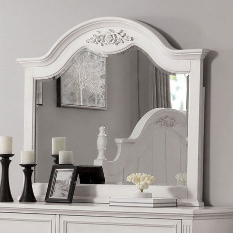 Miroir de style transitionnel Georgette blanc antique de Furniture of America, modèle CM7184M