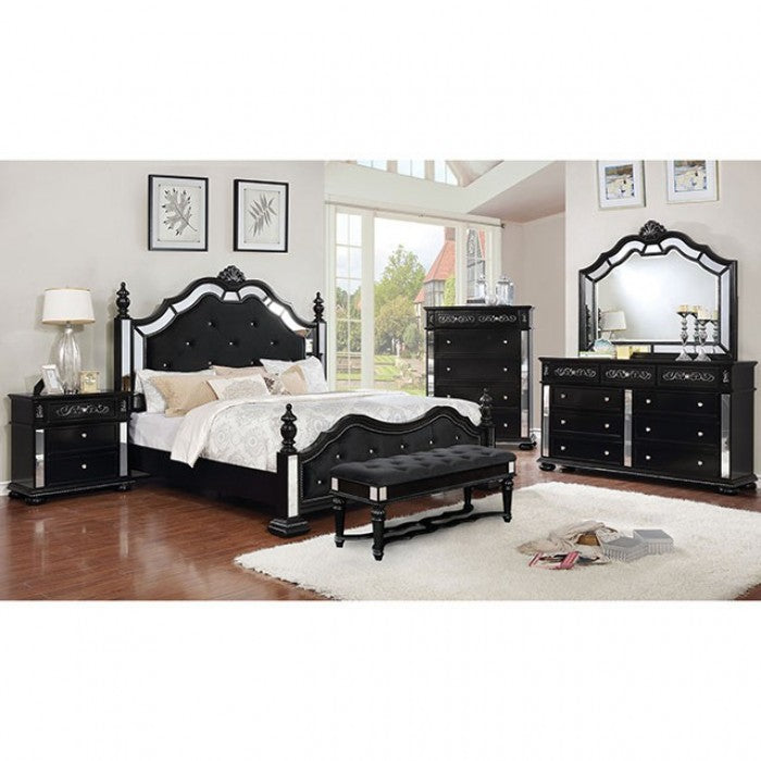 Banc Azha Black Glam de Furniture of America, modèle CM7194BK-BN