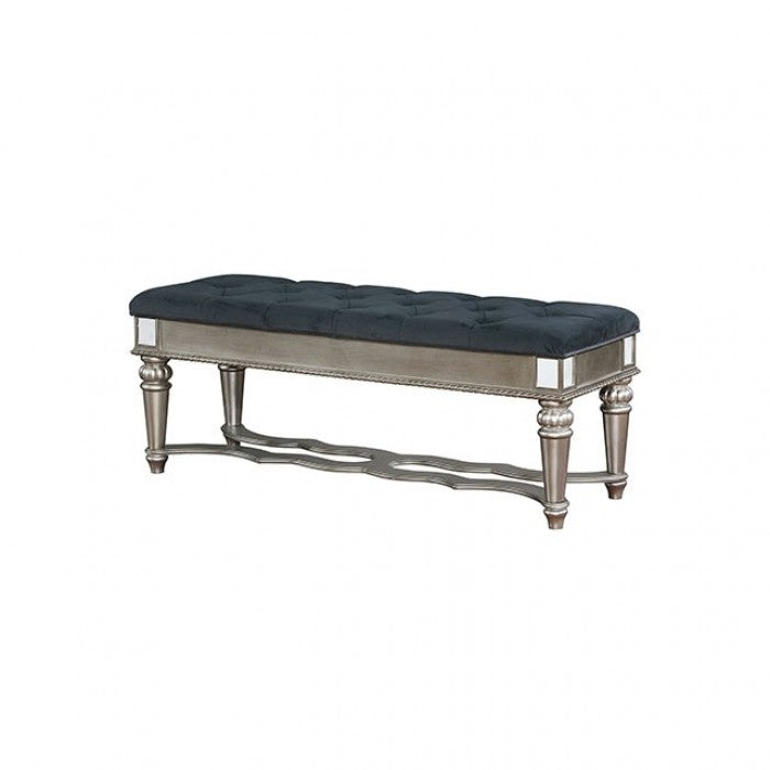 Banc glamour argenté/gris Azha de Furniture of America, modèle CM7194BN