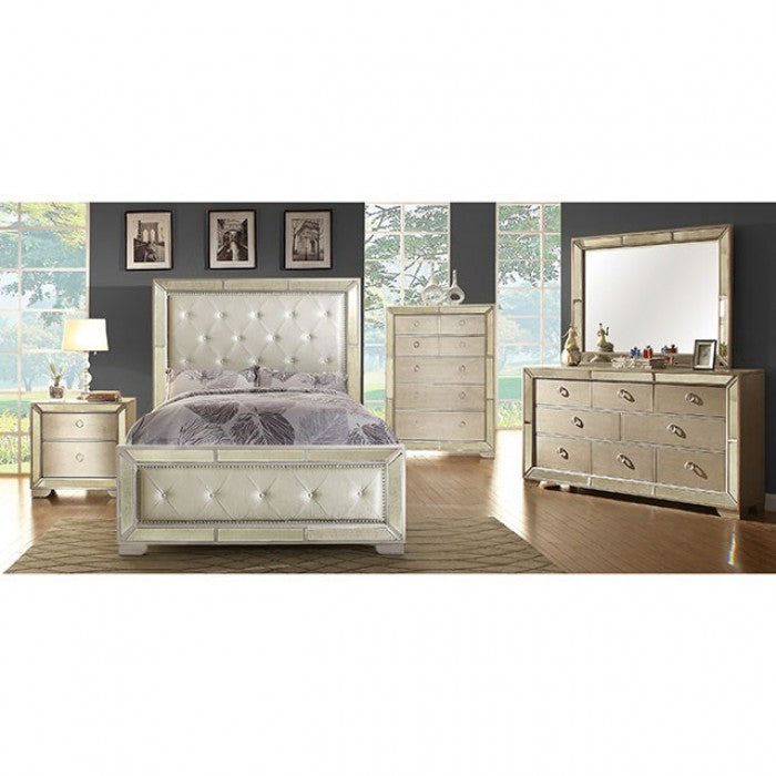 Meuble TV Loraine Champagne Glam de Furniture of America, modèle CM7195TV