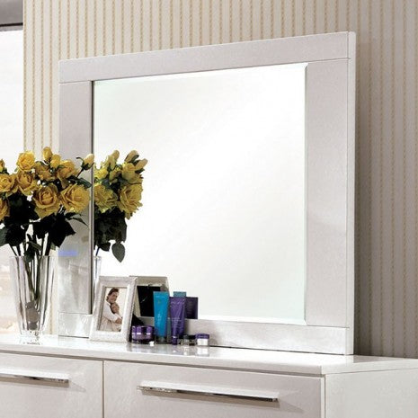 Miroir contemporain blanc brillant Clementine de Furniture of America, modèle CM7201M