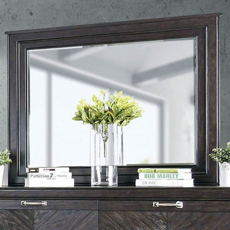 Miroir de style transitionnel Argyros Espresso de Furniture of America, modèle CM7315M