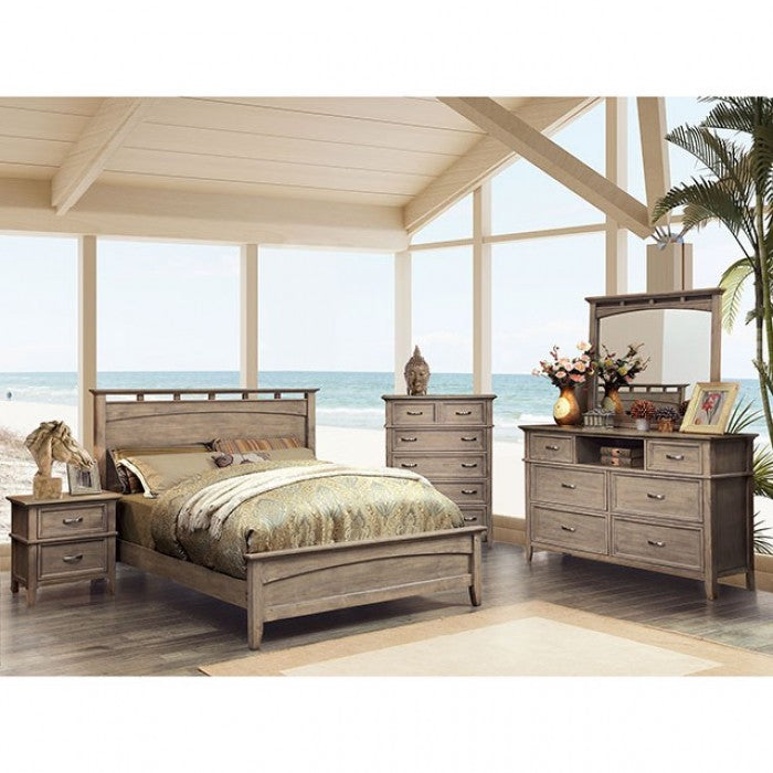 Miroir de style transitionnel Loxley en chêne vieilli, modèle CM7351M de Furniture of America