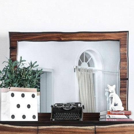 Miroir rustique Fulton en chêne foncé/noyer foncé, modèle CM7363M de Furniture of America