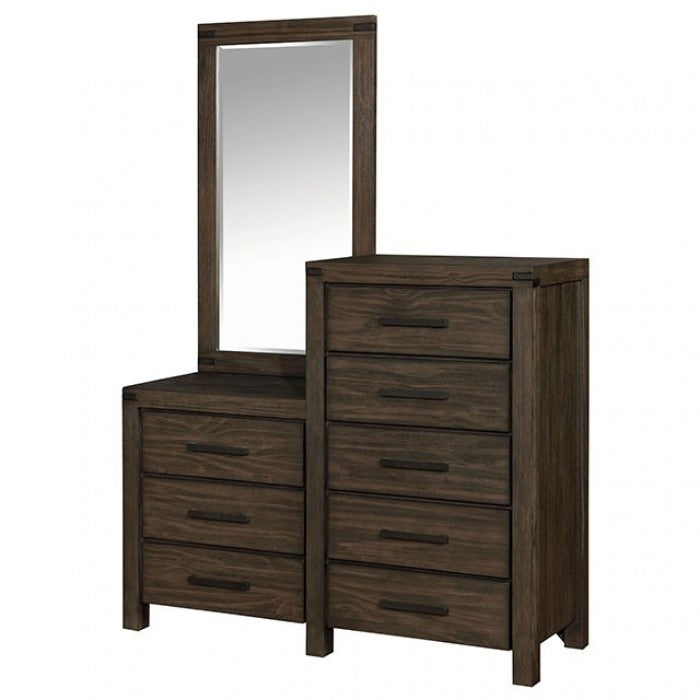 Furniture of America Rexburg Wire-Brushed Rustic Brown Rustic 8-Drawer Dresser Mirror Model CM7382CM