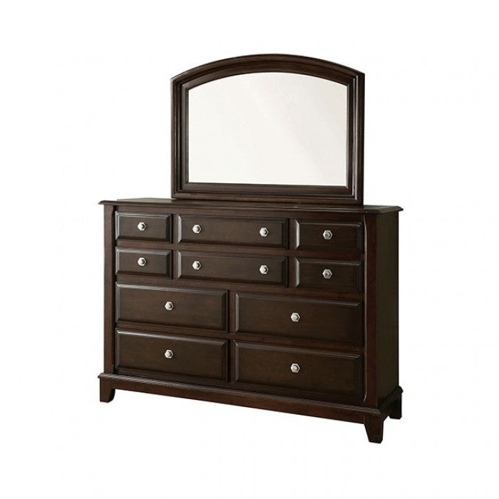 Miroir de style transitionnel Litchville en cerisier brun de Furniture of America, modèle CM7383M