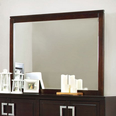 Miroir de style transitionnel Balfour en cerisier brun, modèle CM7385M de Furniture of America