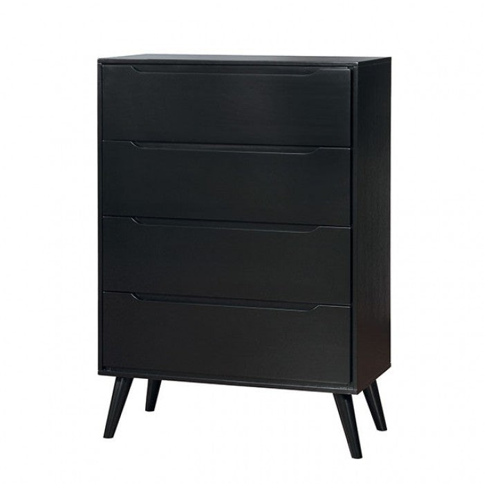 Commode Lennart noire de style moderne du milieu du siècle, modèle CM7386BK-C de Furniture of America