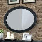 Miroir ovale noir Lennart de style moderne du milieu du siècle, modèle CM7386BK-MO, de Furniture of America