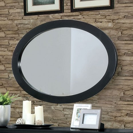Miroir ovale noir Lennart de style moderne du milieu du siècle, modèle CM7386BK-MO, de Furniture of America