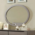 Miroir ovale Lennart gris style moderne du milieu du siècle, modèle CM7386GY-MO, de Furniture of America